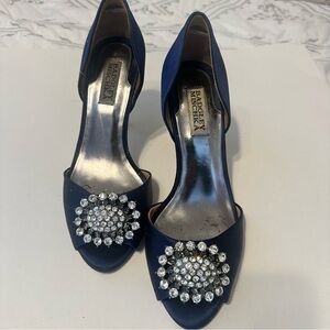 Badgley Mischka Midnight Blue Crystal Embellished Heels size 8